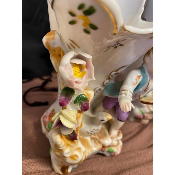 Ucagco Ceramics Set of Two (2) Figurine Vases, Girl with Duck and Boy with Duck. - Picture 7 of 16